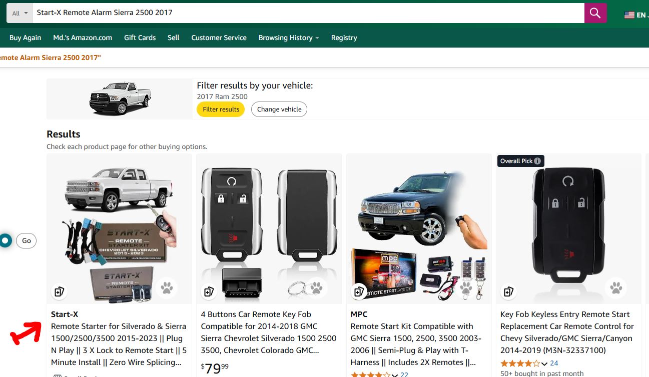 Example Search Result on Amazon - You MUST customize the search term according to your Car Brand and Model Year